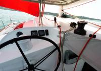 skipper cockpit steering wheel instruments trimaran sailing yacht neel 45
